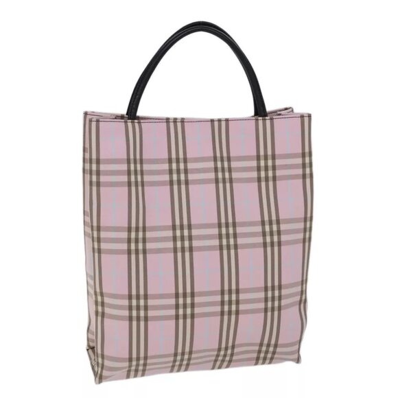 authenticity guaranteed BURBERRY Nova Check Hand Bag Canvas Pink - Picture 1 of 14